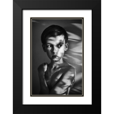Portrait In Light And Shadows Black Modern Wood Framed Art Print with Double Matting by Strzelecka, Monika