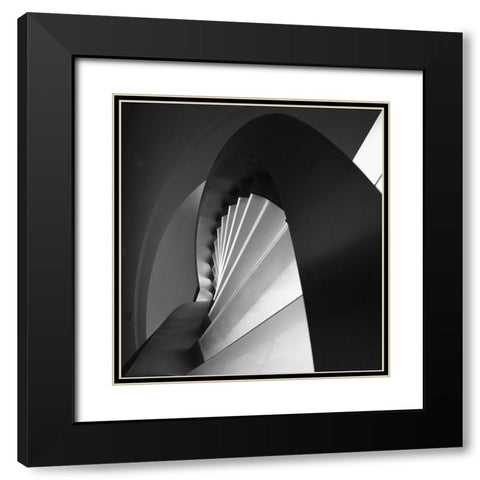 Straight And Curves Lines Black Modern Wood Framed Art Print with Double Matting by Azevedo, Olavo