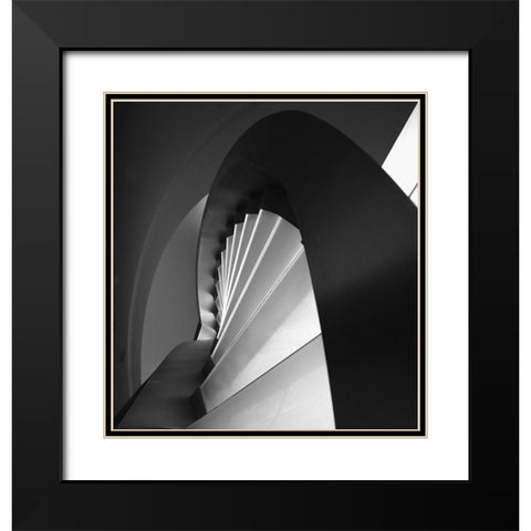 Straight And Curves Lines Black Modern Wood Framed Art Print with Double Matting by Azevedo, Olavo