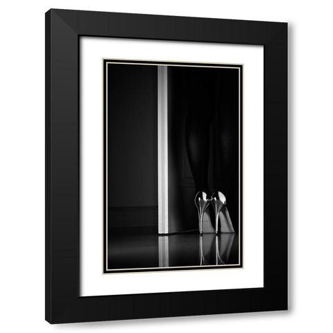 Black + White + Door Black Modern Wood Framed Art Print with Double Matting by Schottstaedt, Erik