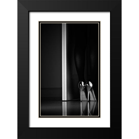 Black + White + Door Black Modern Wood Framed Art Print with Double Matting by Schottstaedt, Erik