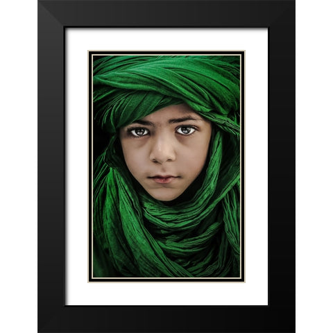 Green Boy Black Modern Wood Framed Art Print with Double Matting by Dhahi, Saeed