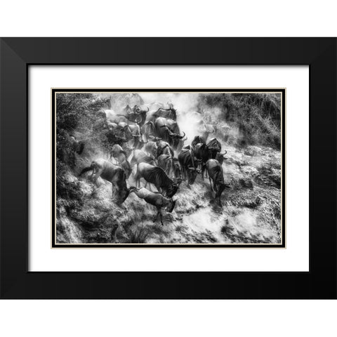 Cluster Black Modern Wood Framed Art Print with Double Matting by Alnaser, Mohammed