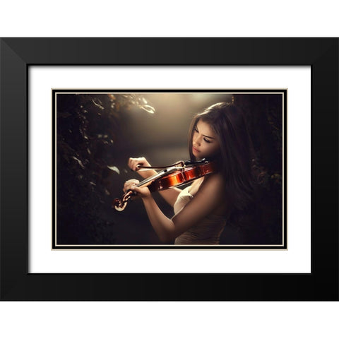 Love Song Black Modern Wood Framed Art Print with Double Matting by Lee, Ivan