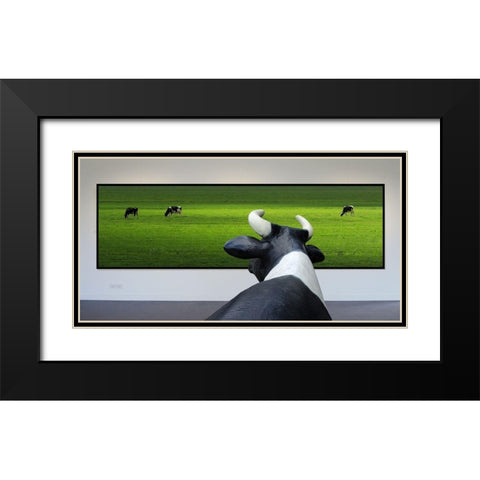 My Wish: I Was Grazing There Myself...! Black Modern Wood Framed Art Print with Double Matting by Limberg, Huib