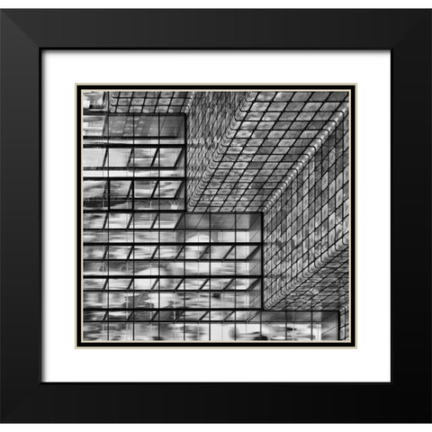 Silver Squares Black Modern Wood Framed Art Print with Double Matting by Van Son, Greetje