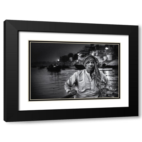 Nights On The Ganges Black Modern Wood Framed Art Print with Double Matting by Flour, Piet
