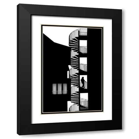 Silhouette Black Modern Wood Framed Art Print with Double Matting by Della Latta, Massimo