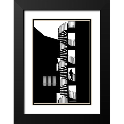 Silhouette Black Modern Wood Framed Art Print with Double Matting by Della Latta, Massimo