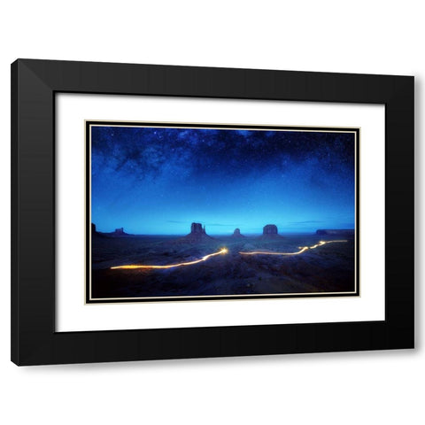 Magic Monument Valley Black Modern Wood Framed Art Print with Double Matting by Pablo De, Juan