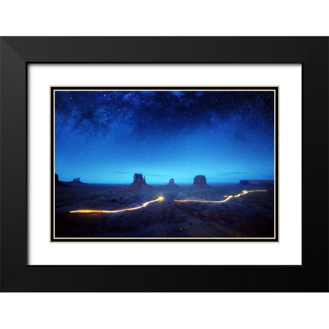 Magic Monument Valley Black Modern Wood Framed Art Print with Double Matting by Pablo De, Juan