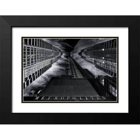 M E T R O P O L I T A N Black Modern Wood Framed Art Print with Double Matting by De La, Javier