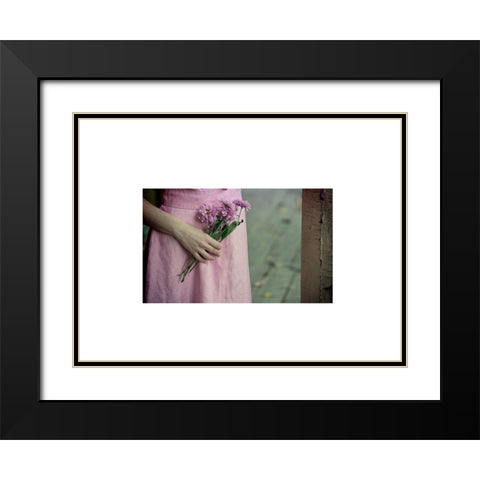 Pink Dress Black Modern Wood Framed Art Print with Double Matting by JelenaOsmolovska