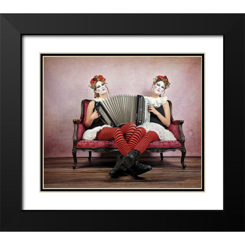 Twins Black Modern Wood Framed Art Print with Double Matting by Vanhercke, Monika