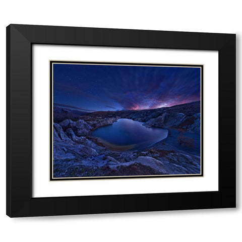 Blue Lake Black Modern Wood Framed Art Print with Double Matting by Zhang, Yan