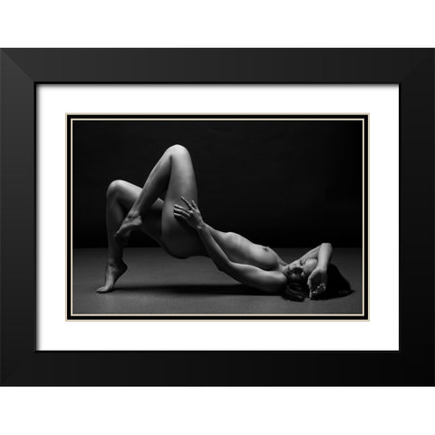 Bodyscape Black Modern Wood Framed Art Print with Double Matting by Belovodchenko, Anton