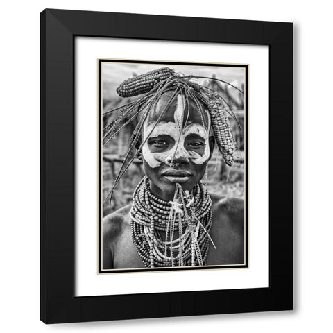 A Woman Of The Karo Tribe-Omo Valley-Ethiopia. Black Modern Wood Framed Art Print with Double Matting by Inazio Kuesta, Joxe
