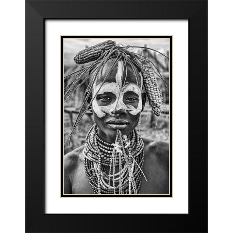 A Woman Of The Karo Tribe-Omo Valley-Ethiopia. Black Modern Wood Framed Art Print with Double Matting by Inazio Kuesta, Joxe