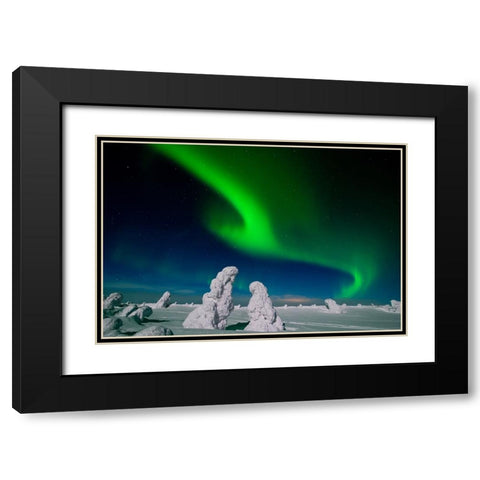 Polar Light, Finnland Black Modern Wood Framed Art Print with Double Matting by Alicke, Bjoern