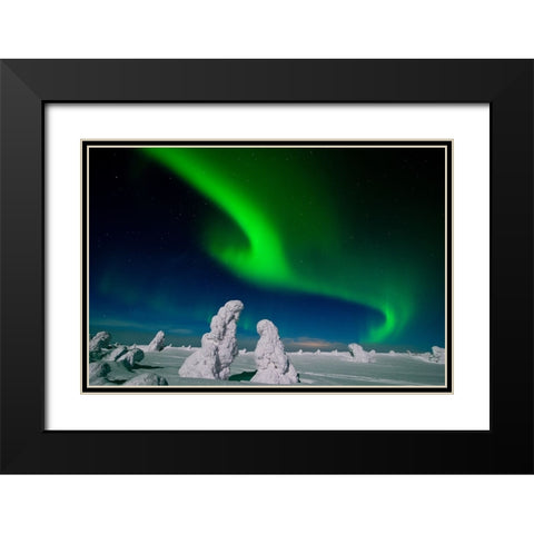 Polar Light, Finnland Black Modern Wood Framed Art Print with Double Matting by Alicke, Bjoern