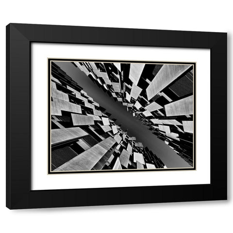 Slash Black Modern Wood Framed Art Print with Double Matting by Tajima, Koji