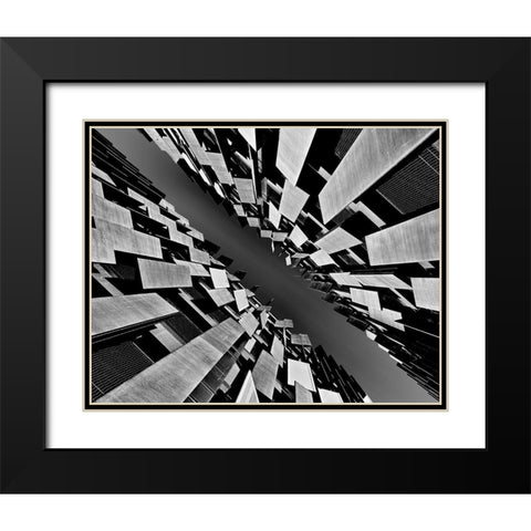 Slash Black Modern Wood Framed Art Print with Double Matting by Tajima, Koji