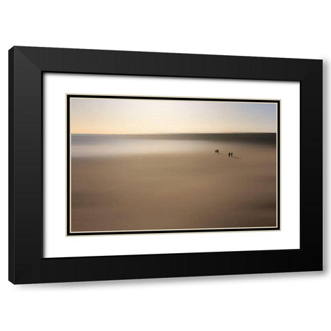 Figures On An Oiled Beach Black Modern Wood Framed Art Print with Double Matting by Quince, Dave