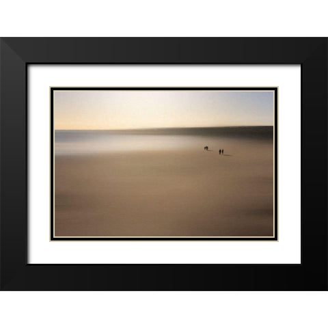 Figures On An Oiled Beach Black Modern Wood Framed Art Print with Double Matting by Quince, Dave