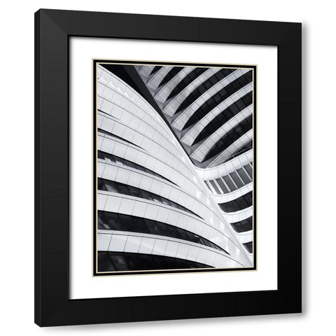 Battle Of The Curves Black Modern Wood Framed Art Print with Double Matting by Van De, Jeroen
