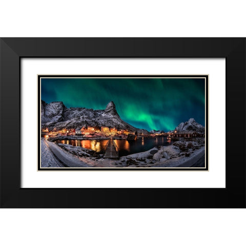 Gangway Borealis Black Modern Wood Framed Art Print with Double Matting by De La, Javier