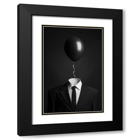 Thoughts Black Modern Wood Framed Art Print with Double Matting by Malikov, Alex