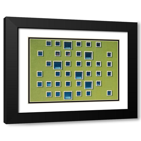 39 Windows Black Modern Wood Framed Art Print with Double Matting by Lykke, Jan