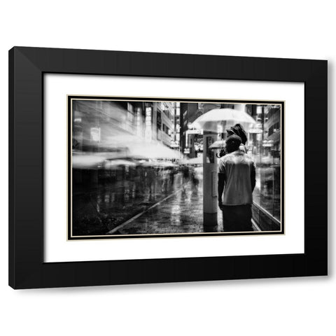 A Night In The Rain Black Modern Wood Framed Art Print with Double Matting by Suzuki, Tatsuo