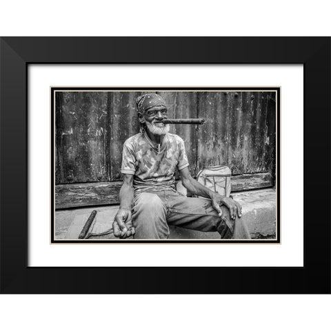 Smoke A Cigar Black Modern Wood Framed Art Print with Double Matting by Miclea, Marius