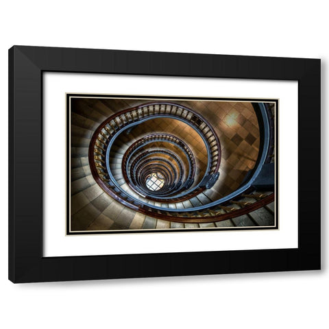 Staircase Black Modern Wood Framed Art Print with Double Matting by Mohrmann, Dennis