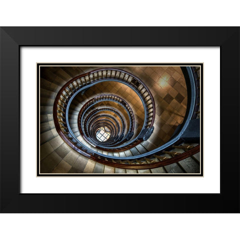 Staircase Black Modern Wood Framed Art Print with Double Matting by Mohrmann, Dennis