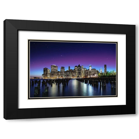 New York Sky Line Black Modern Wood Framed Art Print with Double Matting by El Gamal, Nanouk