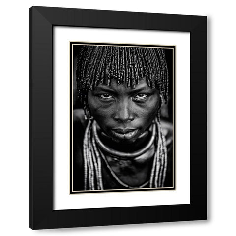 Hamar Woman Black Modern Wood Framed Art Print with Double Matting by Vidak, Vedran