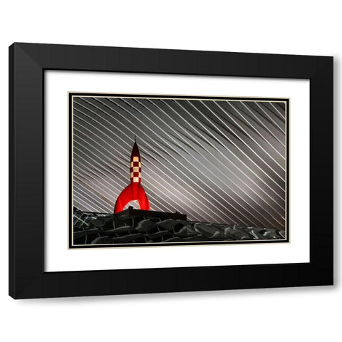 Night Launch Black Modern Wood Framed Art Print with Double Matting by Van Den, Jef