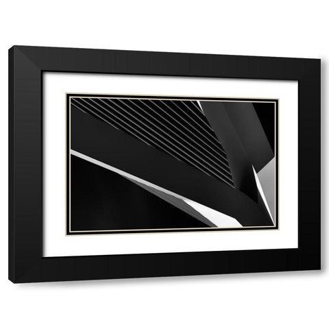 Abstraction Of A Swan Black Modern Wood Framed Art Print with Double Matting by Van De, Jeroen