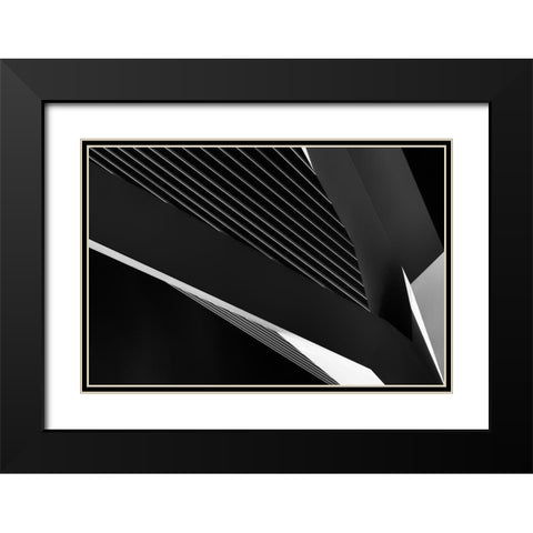 Abstraction Of A Swan Black Modern Wood Framed Art Print with Double Matting by Van De, Jeroen