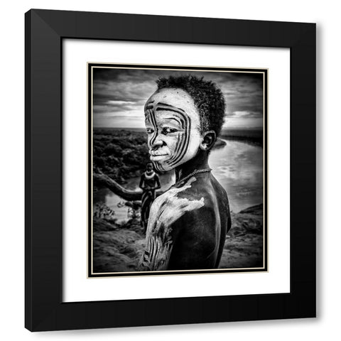 A Boy Of The Karo Tribe. Omo Valley (Ethiopia). Black Modern Wood Framed Art Print with Double Matting by Inazio Kuesta, Joxe