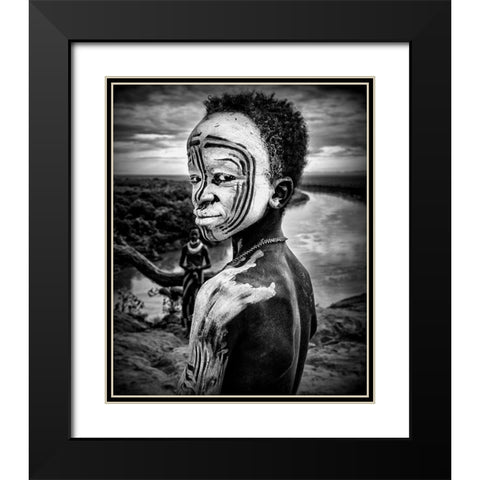 A Boy Of The Karo Tribe. Omo Valley (Ethiopia). Black Modern Wood Framed Art Print with Double Matting by Inazio Kuesta, Joxe