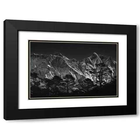 Everest View Black Modern Wood Framed Art Print with Double Matting by Tanase, Sorin