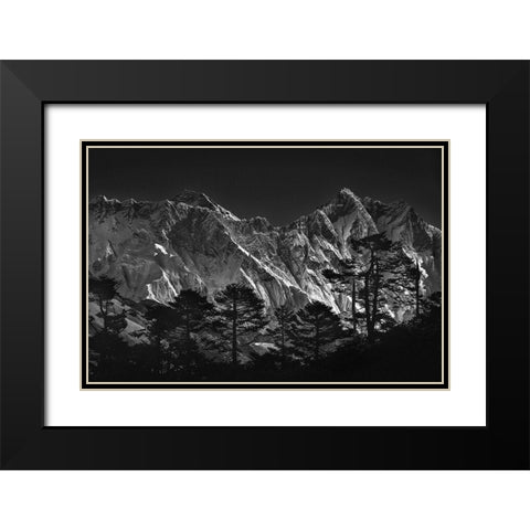 Everest View Black Modern Wood Framed Art Print with Double Matting by Tanase, Sorin