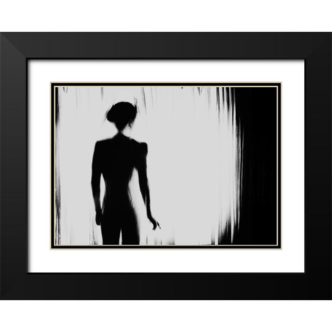 Bye Black Modern Wood Framed Art Print with Double Matting by Haghi, Babak