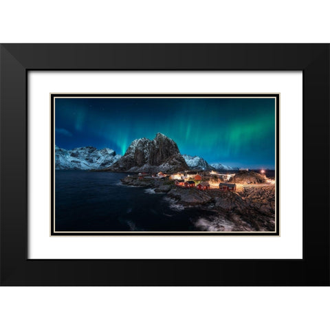 Dancing Over Hamnoy Black Modern Wood Framed Art Print with Double Matting by De La, Javier