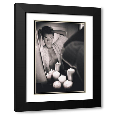 Eva Black Modern Wood Framed Art Print with Double Matting by Unknown
