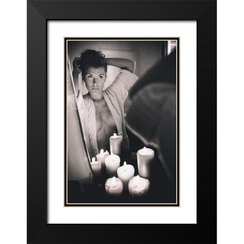 Eva Black Modern Wood Framed Art Print with Double Matting by Unknown