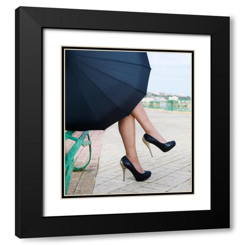 Coffee Break Black Modern Wood Framed Art Print with Double Matting by Apanaviciene, Renata